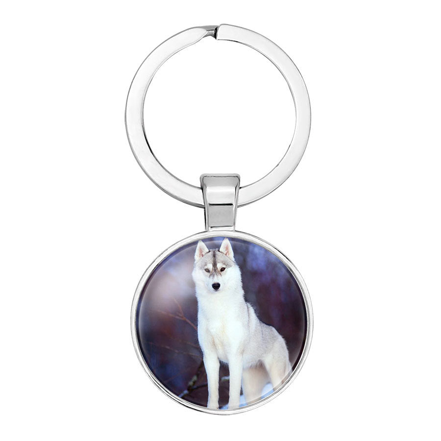 Wholesale Glass Wolf Totem Pendant Alloy Creative Keychain